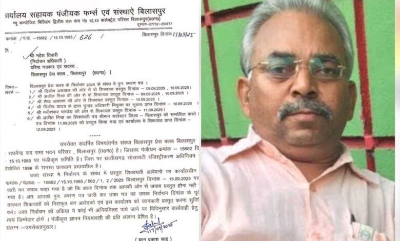 चुनाव-अधिकारी-महेश-तिवारी-पर-लापरवाही-के-आरोप,-निर्वाचन-प्रक्रिया-पर-उठे-सवाल;-सहायक-पंजीयक-ने-भेजा-नोटिस