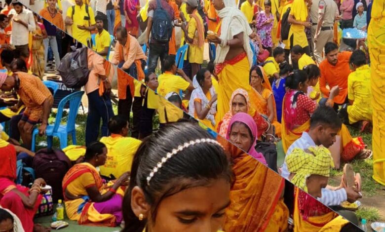 245-किमी-की-पदयात्रा-के-बाद-5000-श्रद्धालु-पहुंचे-मैहर,-मां-शारदा-धाम-में-आज-होगा-मुर्ति-विसर्जन