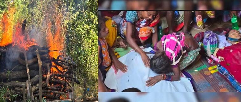 मुठभेड़-में-मारे-गए-नक्सली-हिड़मा-का-अंतिम-संस्कार,-पत्नी-राजे-को-लाल-जोड़े-में-विदाई