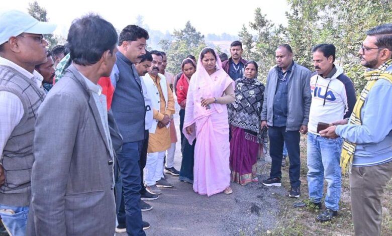 रायपुर-:-मंत्री-श्रीमती-लक्ष्मी-राजवाड़े-ने-ओड़गी-में-सड़क-एवं-पुलिया-निर्माण-का-किया-औचक-निरीक्षण