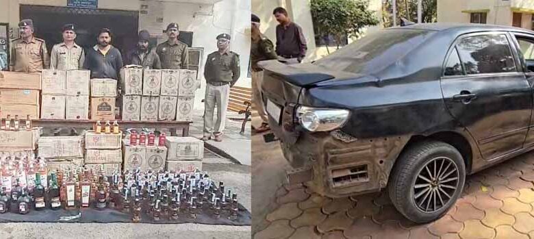 एमपी-की-लाखों-की-अवैध-शराब-जब्त,-कार-से-तस्करी-करते-दो-आरोपी-गिरफ्तार